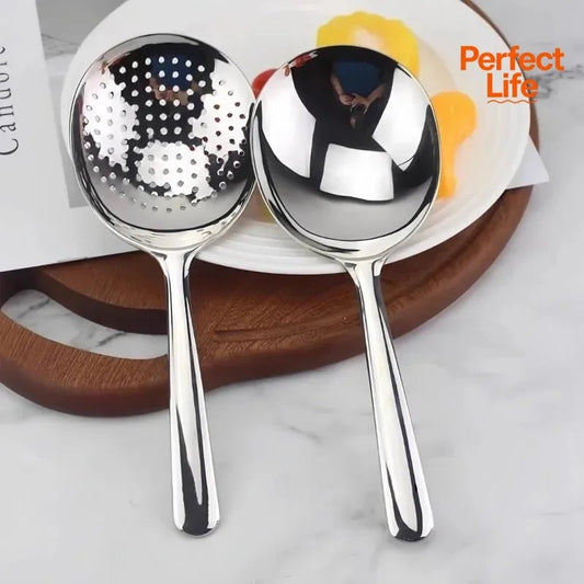 Stainless Steel Ladle with Drain Holes & Heat Resistant Handle