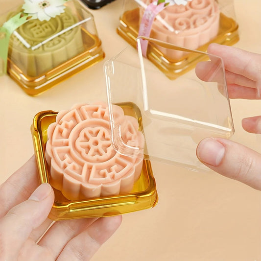 50pcs Mini Transparent Cake Boxes - Clear Cupcake Bakery Packaging