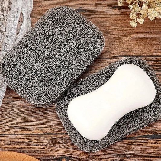 Gray BPA Free Self Draining Soap Bar Holders Non Slip Bathroom Mat Set