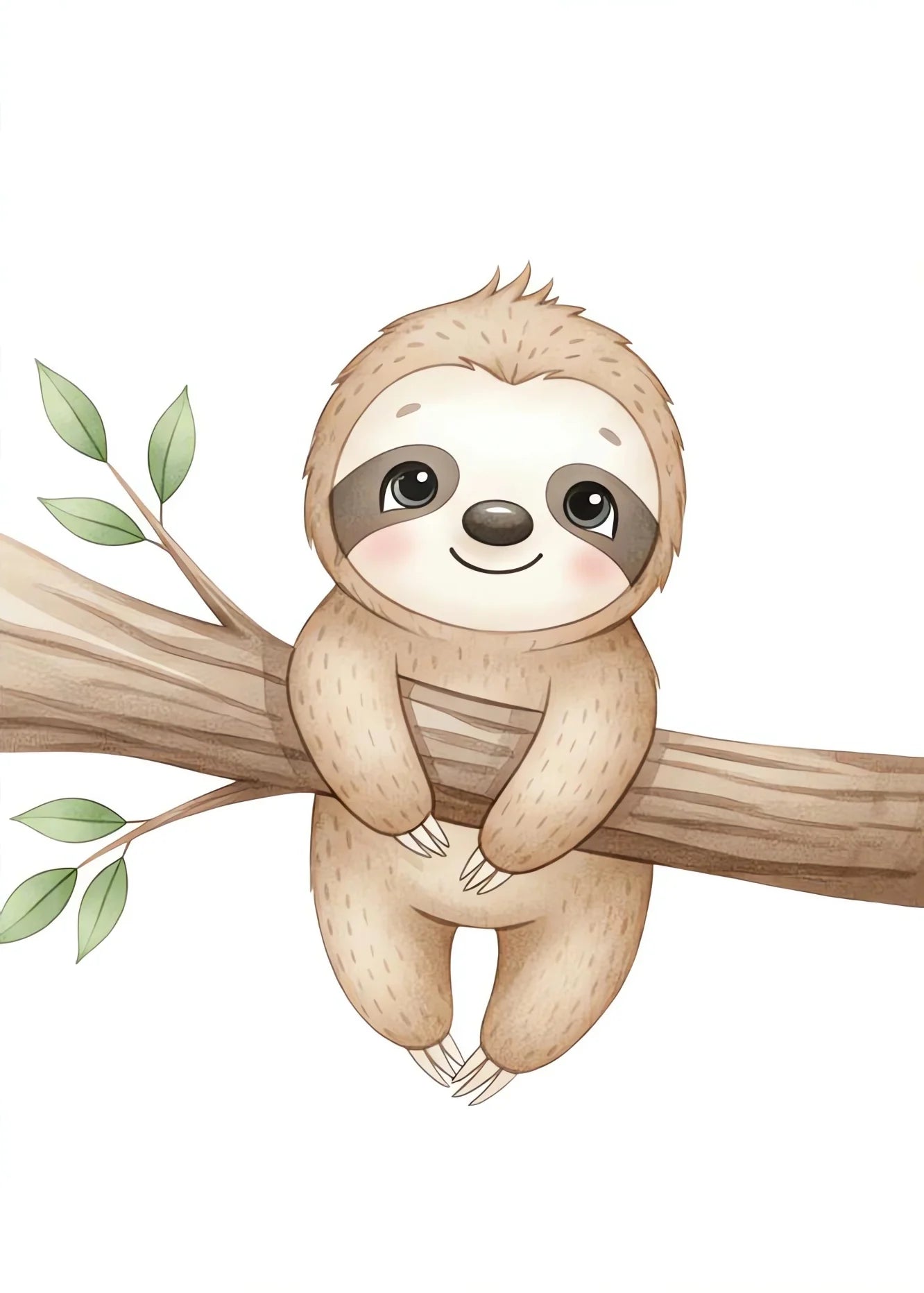 Safari Animal Canvas Wall Art - Sloth Elephant Zebra Tree Nursery Print