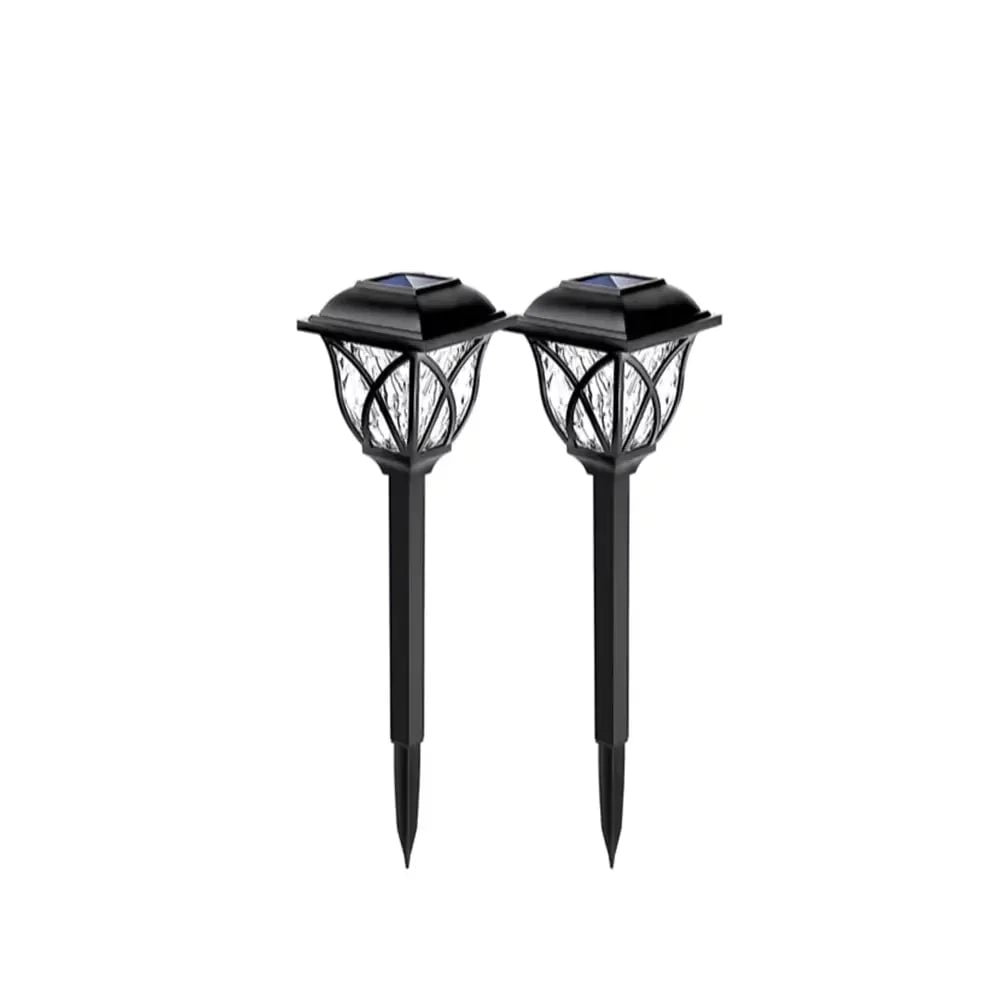 2 Pack LED Solar Lawn Lights Waterproof Warm Light Garden Walkway