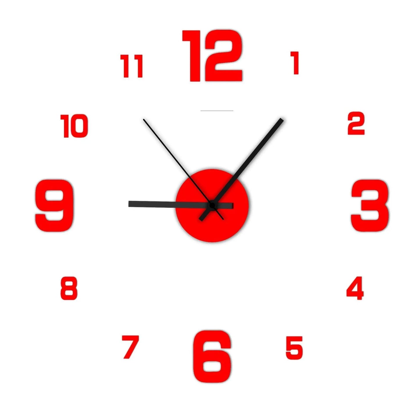 Frameless DIY Wall Clock Decal - Silent Movement Living Room Decor