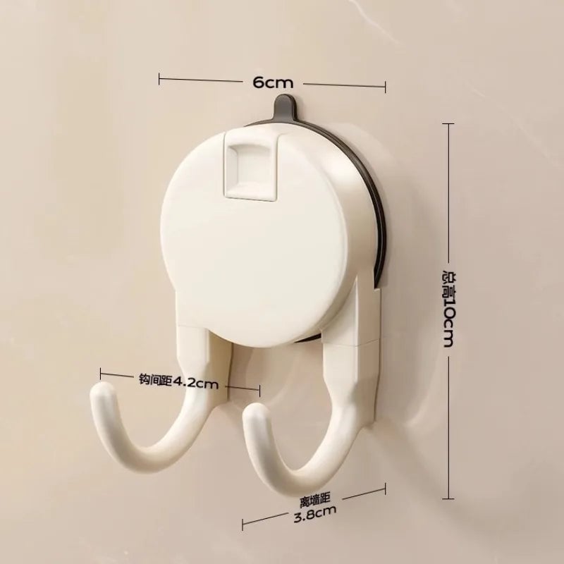 Strong Suction Cup Hooks No Drill Dual Hook Bathroom Kitchen