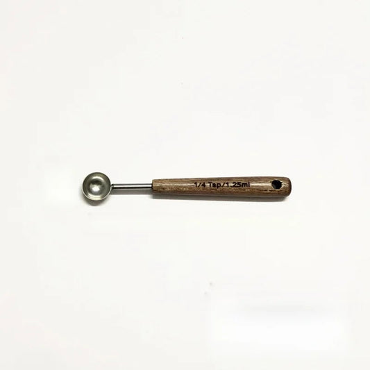 Oak Handle Stainless Steel Measuring Spoon - Coffee Bean Milk Powder