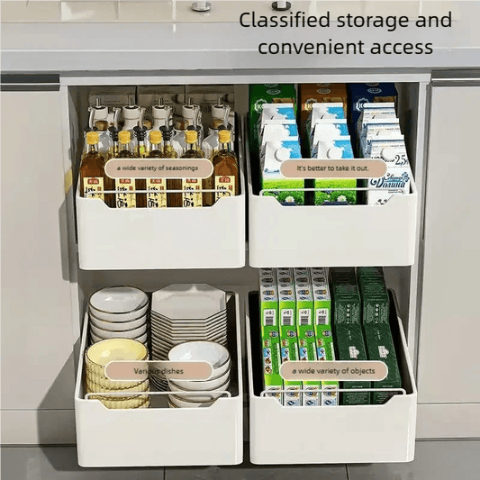 Pull Out Kitchen Storage Drawer with Slide Rails - Spice Organizer