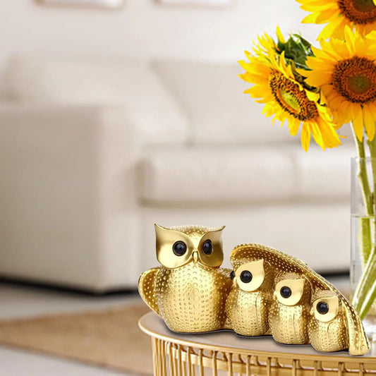 Family of Four Owl Decorative Figurines Set - Home Decor Sculptures