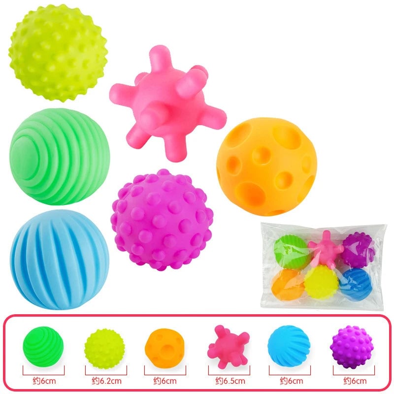 6Pcs Textured Sensory Balls Set - Baby Touch Training Massage Toys