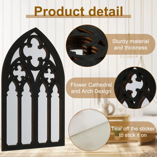 3Pcs Gothic Arched Wall Mirrors Cathedral Window Design Home Decor