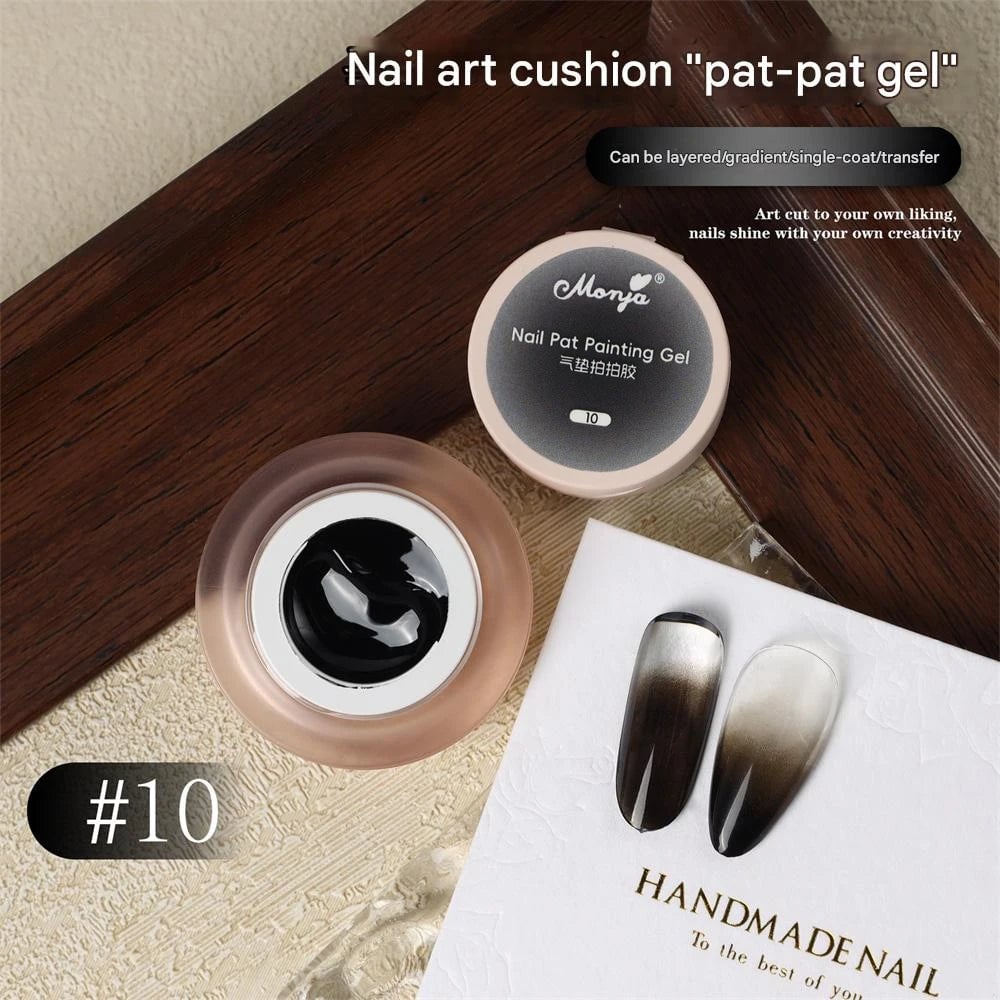Cushion Patting Gel Polish - Ombre Black White Peach Gradient Nail Art