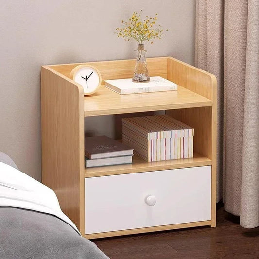 Nordic Modern Nightstand with Drawer - Wood Bedroom Storage Cabinet