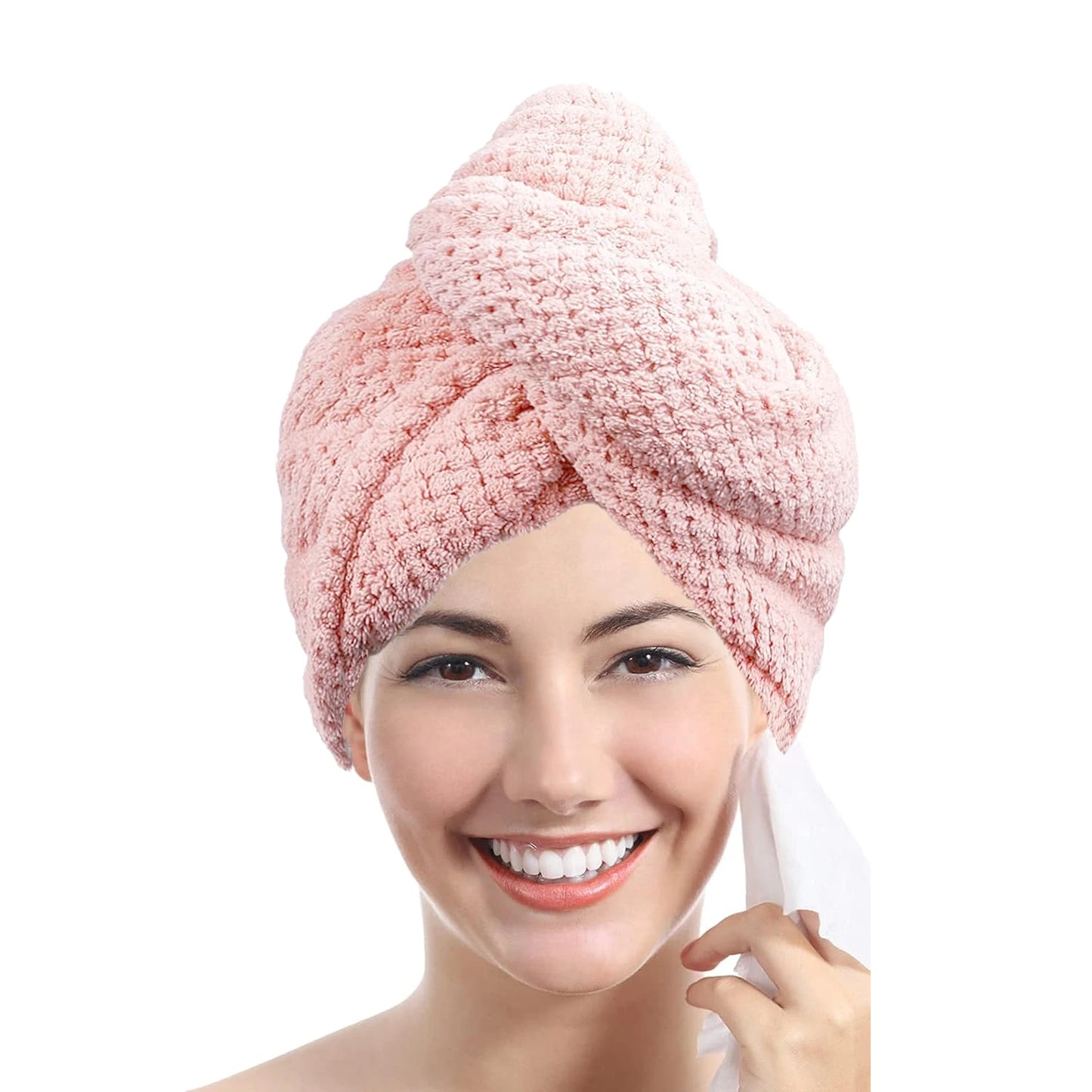 Women Hair Towel Wrap with Button - Quick Dry Absorbent Cap 9.8x25.5