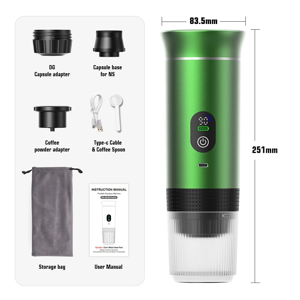 3-in-1 Portable Espresso Machine Digital Display Car Home Coffee Maker