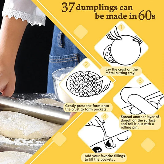 37-Hole Aluminum Pelmeni Dumpling Maker Mold - Russian Ravioli Cutter