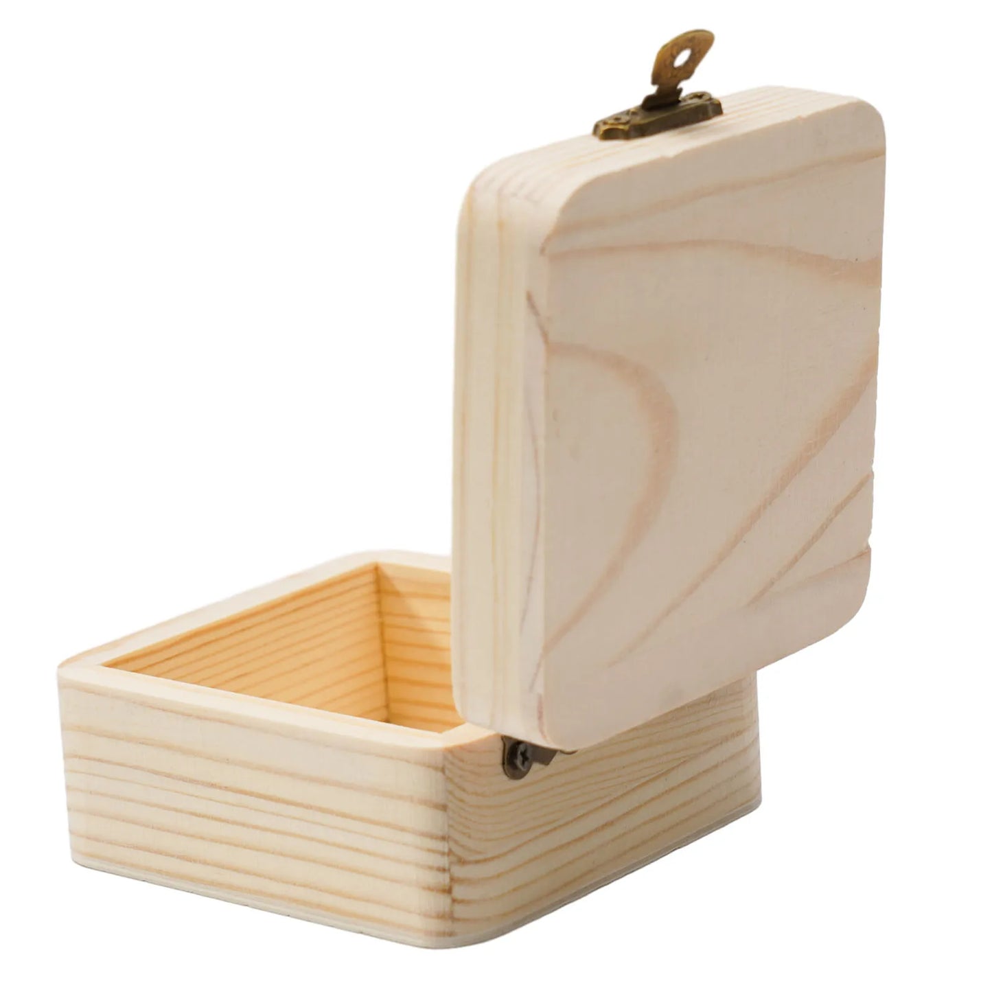 Natural Wood Storage Box 8x8x4.5cm - Small Gift Packing Container