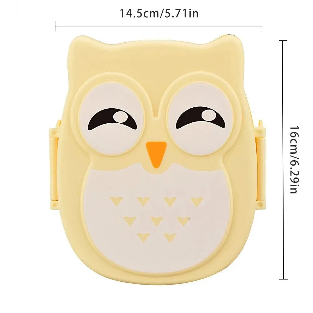Kids Portable Bento Lunch Box Plastic Food Container with Cartoon Cutlery