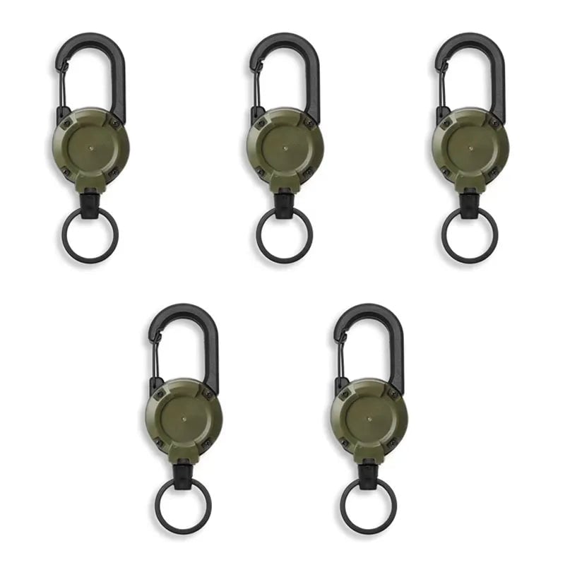 Heavy Duty Retractable Steel Wire Carabiner Key Reel - Spring Pull