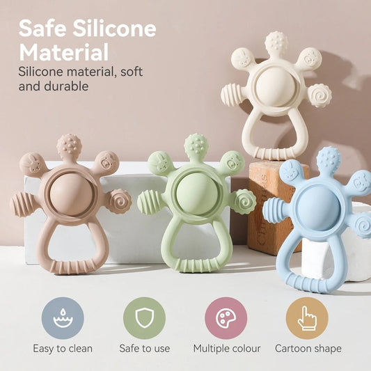 Food Grade Silicone Baby Teether BPA Free Sensory Rattle Toy
