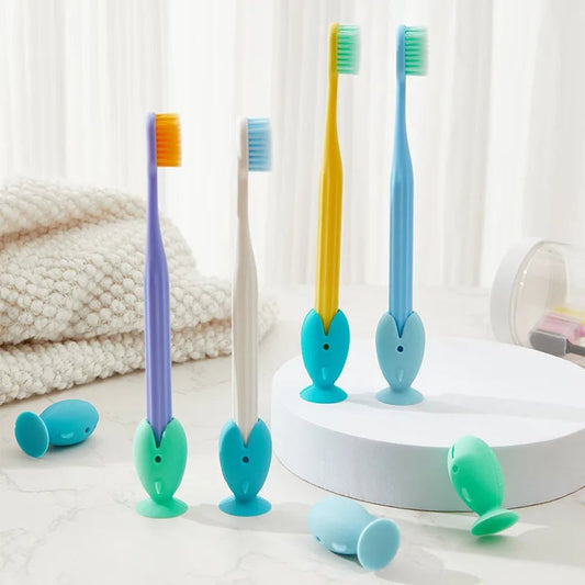 Fish Shape Silicone Toothbrush Holder Travel Storage Rack 4-8 Pcs