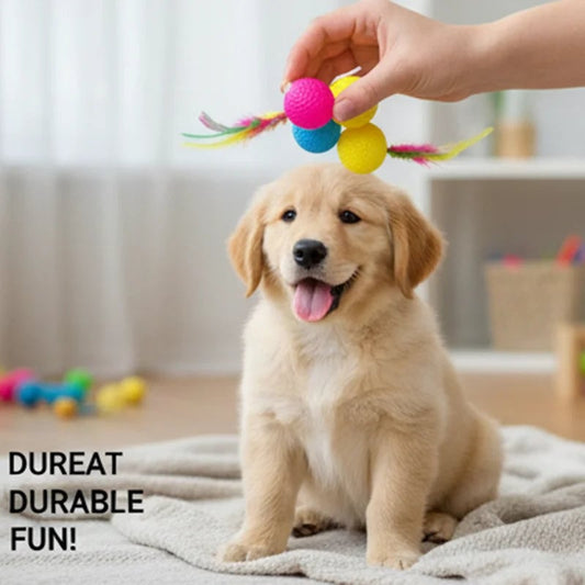 Interactive Feather Golf Ball Cat Toy - Crinkly Sound Self-Play