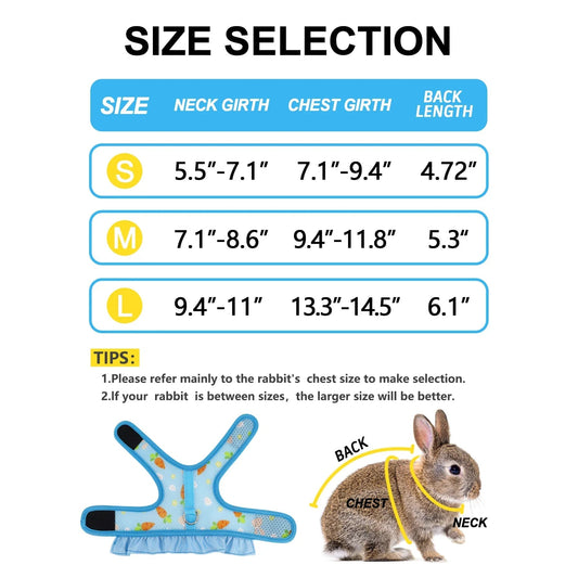 Adjustable Mesh Rabbit Harness Leash - Breathable Vest for Bunnies