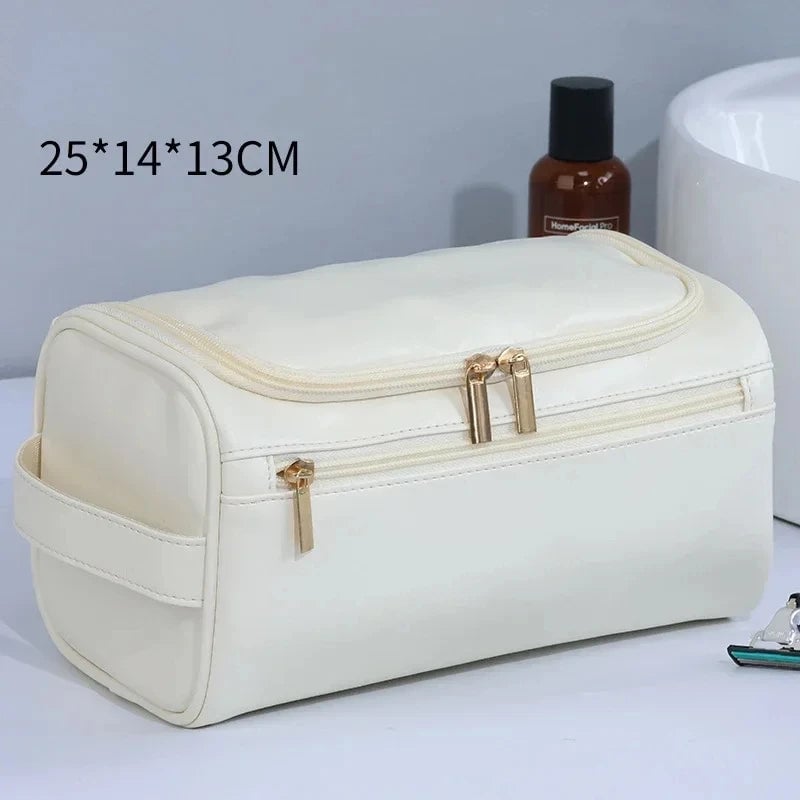 Large Hanging Leather Toiletry Bag - Travel Dopp Kit Men Women