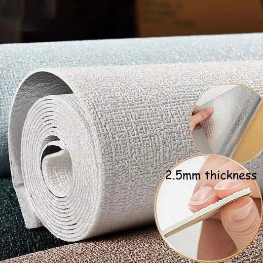 Waterproof Self Adhesive Linen Wallpaper - Plain Color Wall Stickers