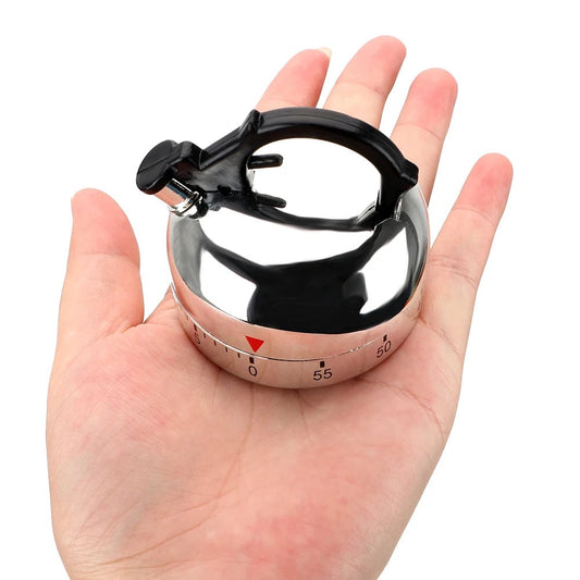 60-Minute Mechanical Kitchen Timer - Kettle Shape Countdown Alarm