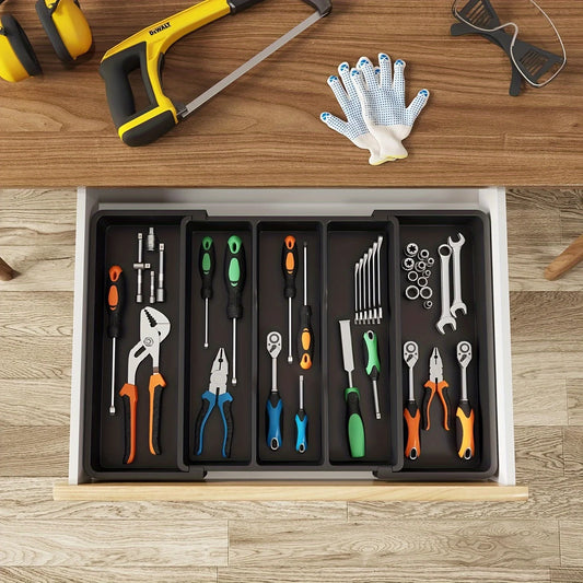 Expandable Plastic Kitchen Utensil Organizer - Adjustable Drawer