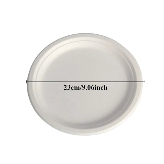 50PCS Waterproof Oil Resistant Round Paper Plates Disposable