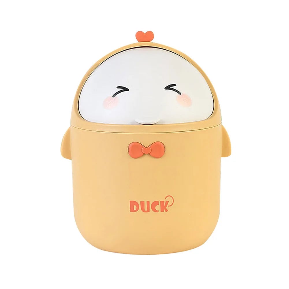 Mini Desktop Trash Can with Lid - Portable Cute Cartoon Design