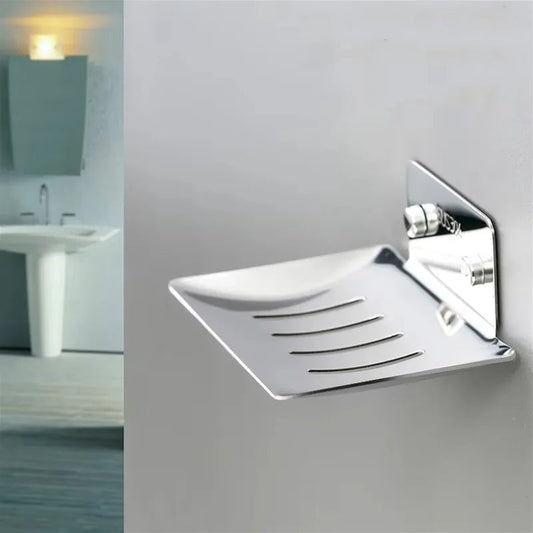 Wall-Mounted Non-Porous Drain Soap Dish Tray Holder Bathroom