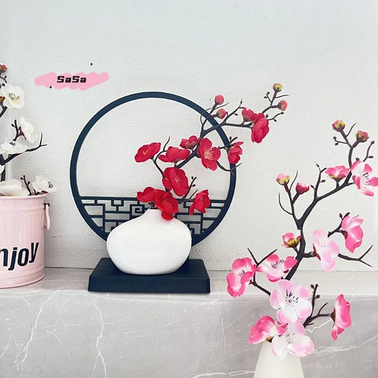 15cm Artificial Plum Blossom Bonsai Tree Pot Screen Base Decor