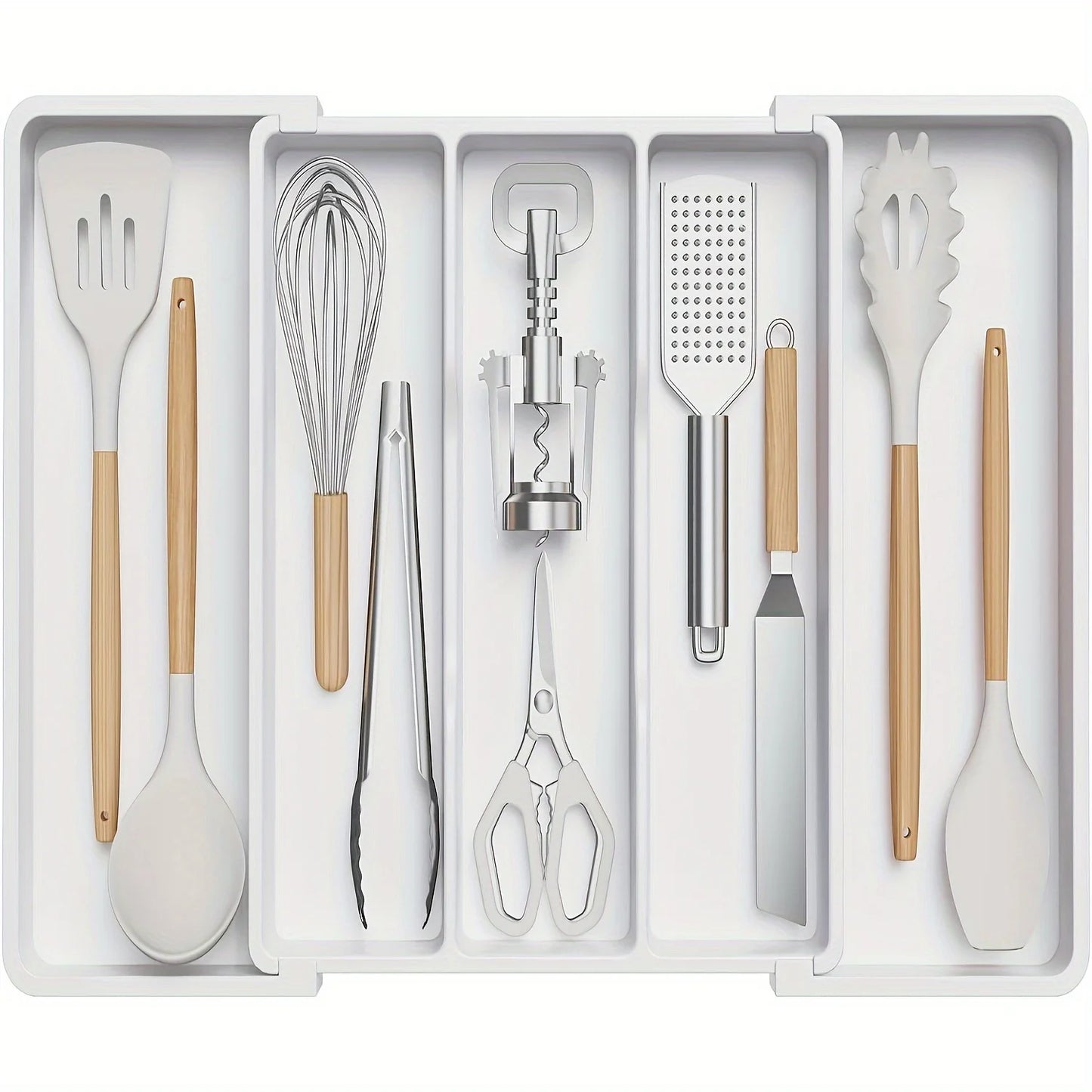 Expandable Plastic Kitchen Utensil Organizer - Adjustable Drawer