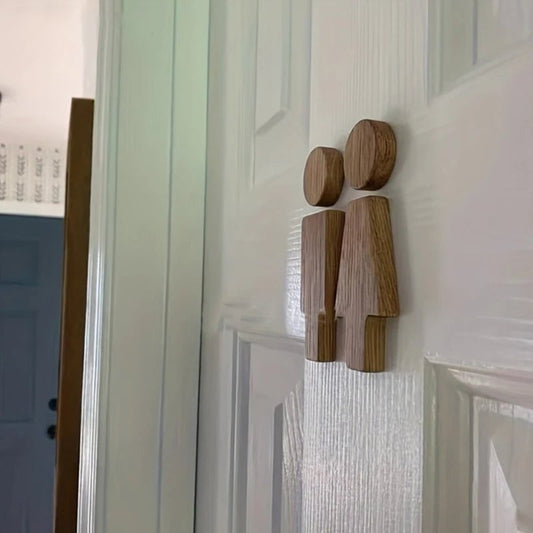 Wood Bathroom Door Signs Men Women Set Toilet Restroom Signage Home