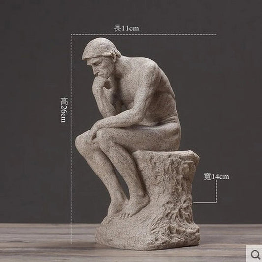 Nordic Minimalist Thinker Statue Resin Sandstone Office Decor Gift