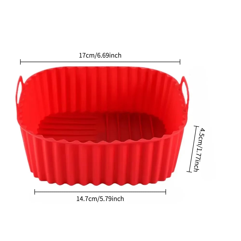 Square Silicone Air Fryer Basket Pan - Reusable Food Safe Baking Mold