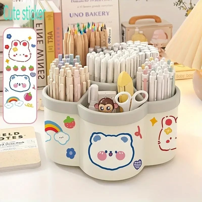 306° Rotating Desk Organizer - Large Capacity Pen Holder Storage