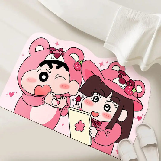 Quick Dry Anime Cartoon Bathroom Mat Soft Water Absorbent Shower