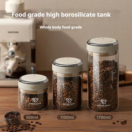 Vacuum Sealed Coffee Bean Storage Jar with Date Tracker & Valve