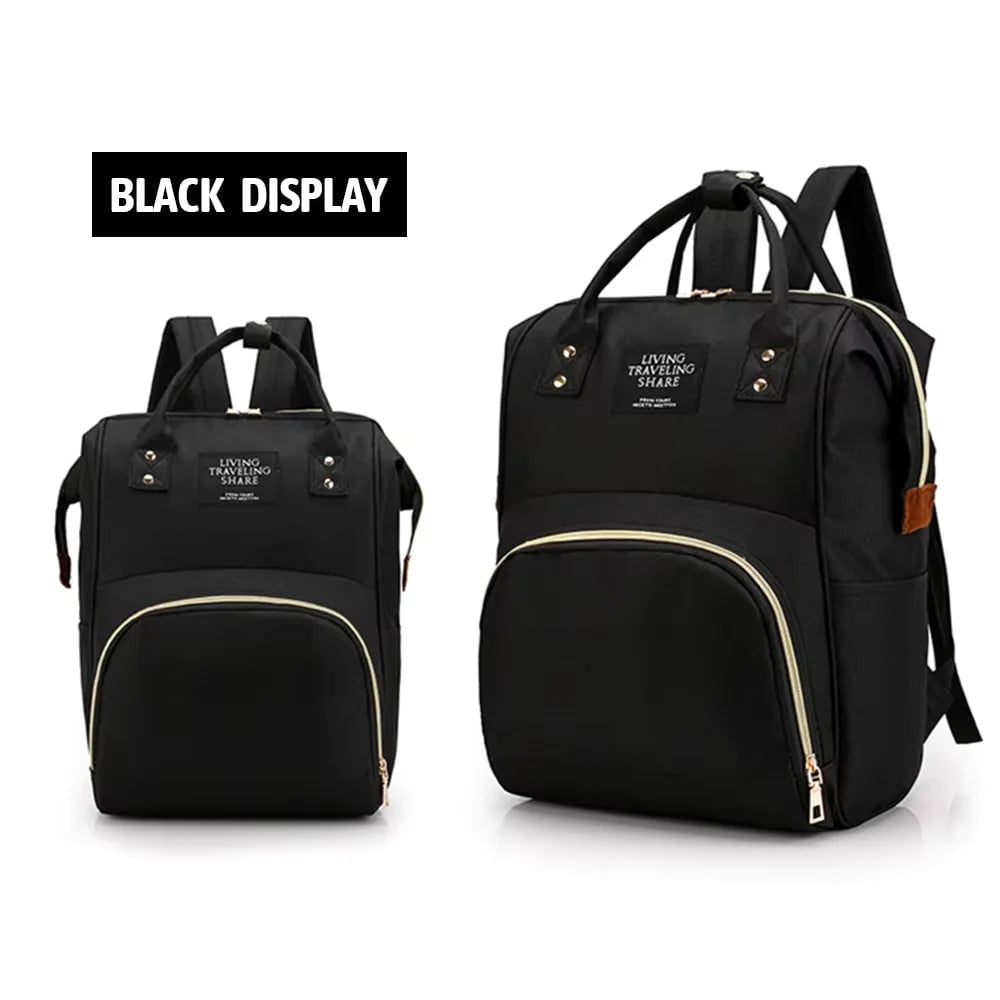 Large Waterproof Diaper Backpack - Multi-Function Baby Travel Bag