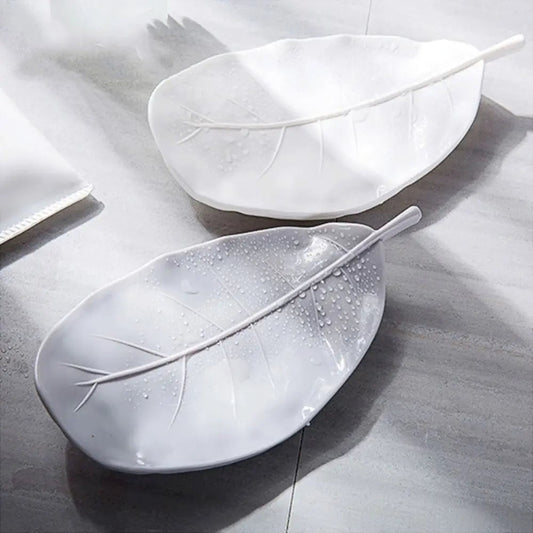Leaf Shape Soap Dish Holder - Durable Bathroom Kitchen Organizer