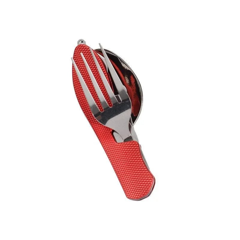 4-in-1 Stainless Steel Folding Camping Cutlery Set - Portable Kit