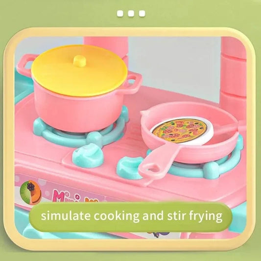 Mini Kitchen Counter Pretend Play Cooking Toy Set - Role Play Food