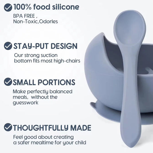 2PC Silicone Sucker Bowl Set - Baby Self-Feeding Training Bowls