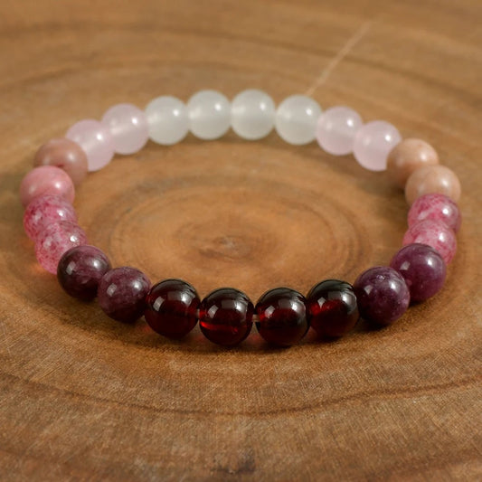 Pink Amethyst Beaded Bracelet - Natural Stone Self Love Jewelry