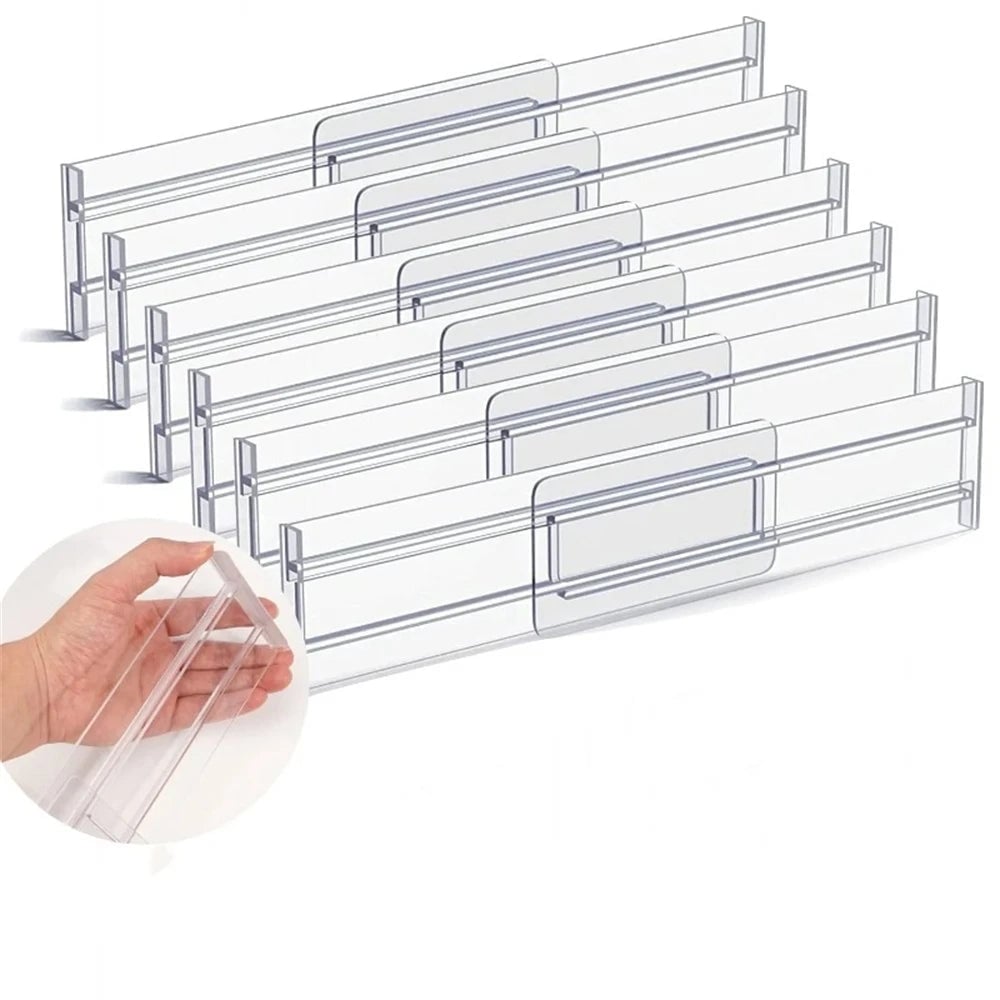 Adjustable Clear Plastic Drawer Dividers - 1/4/6pcs Organizers