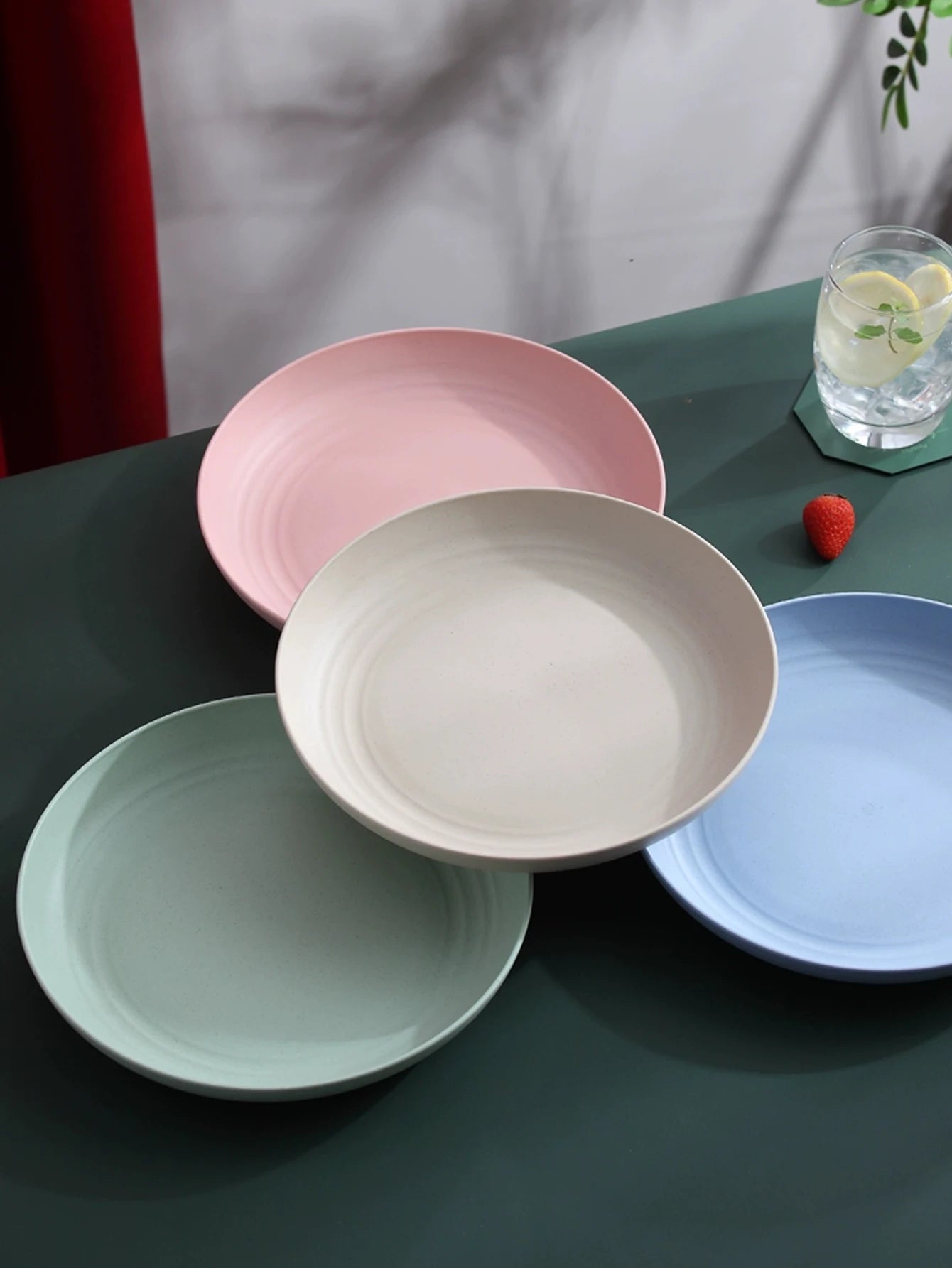 4Pcs Wheat Straw Dinner Plates Set - Lightweight Unbreakable Dishes