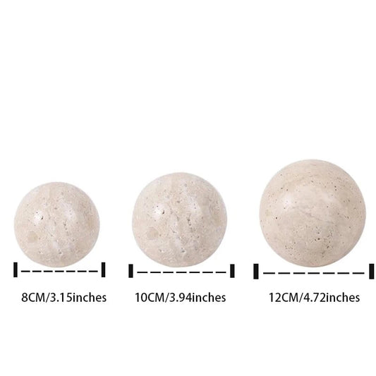 Natural Travertine Marble Sphere - Wabi Sabi Stone Ball Decor