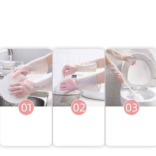 Waterproof Latex Rubber Cleaning Gloves - Kitchen Dishwashing