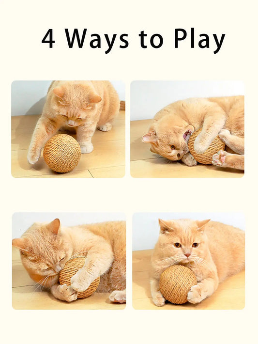 10CM Interactive Sisal Cat Scratching Ball - Teeth Cleaning Sound Toy